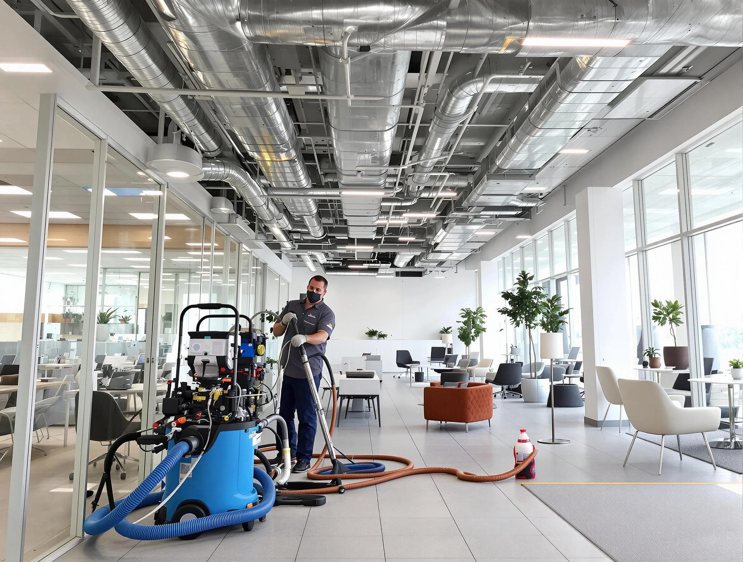 Glenshaw Air Duct Cleaning team conducting comprehensive commercial duct cleaning at a business location in Glenshaw