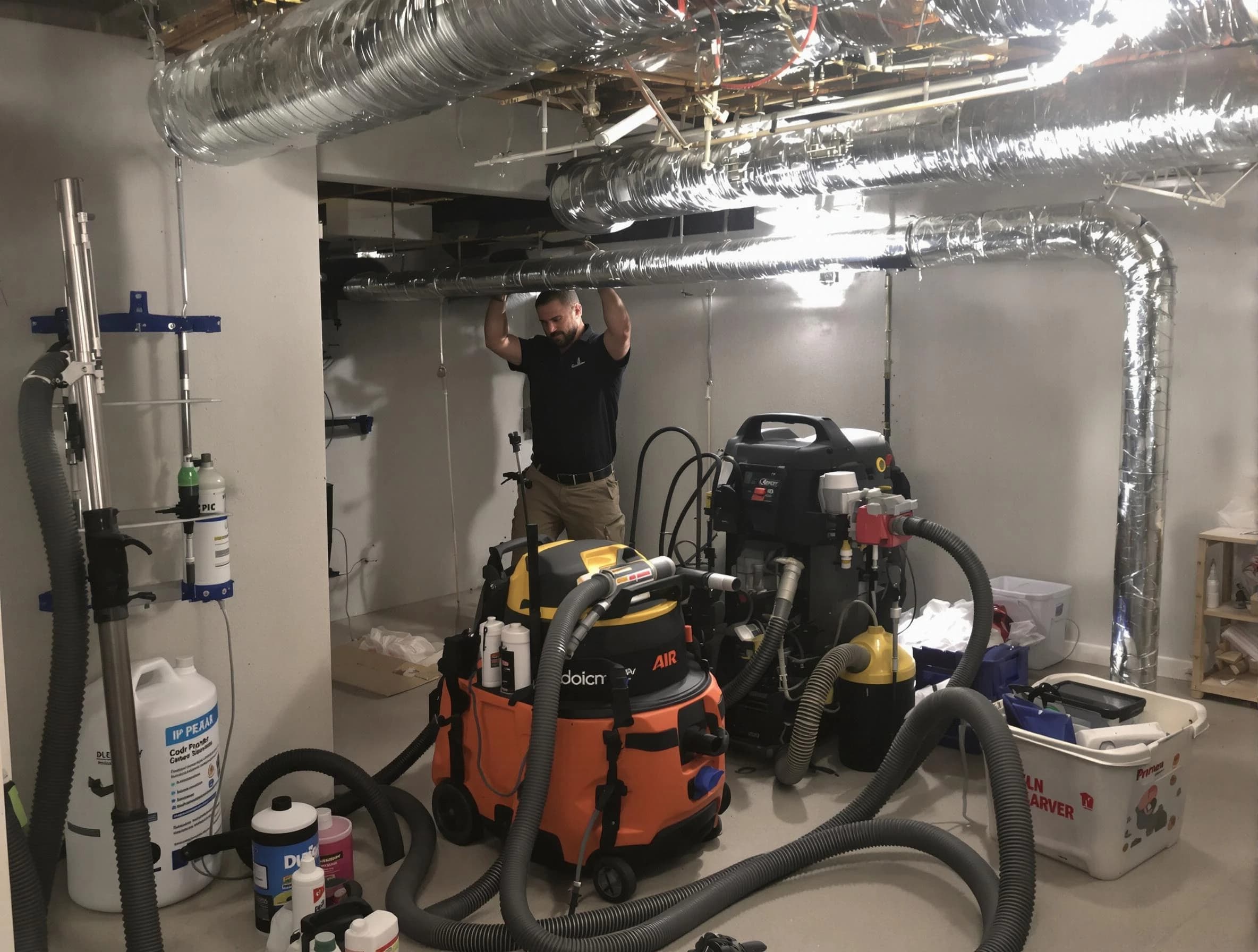Glenshaw Air Duct Cleaning specialist performing professional mold removal from air ducts using safety equipment in Glenshaw
