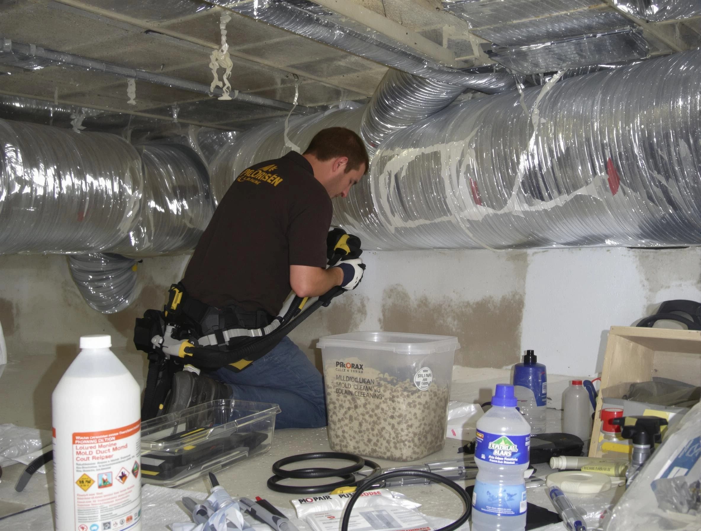 Glenshaw Air Duct Cleaning specialist performing professional mold removal from air ducts in Glenshaw