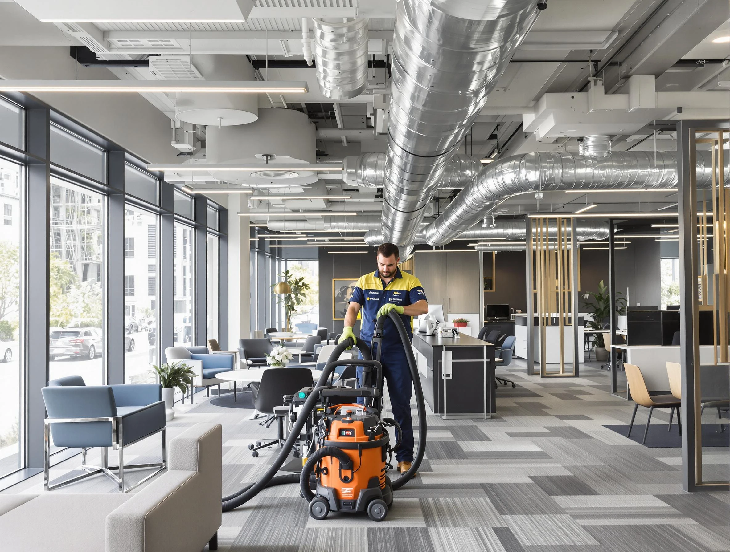 Glenshaw Air Duct Cleaning team performing thorough commercial duct cleaning at a Glenshaw business center